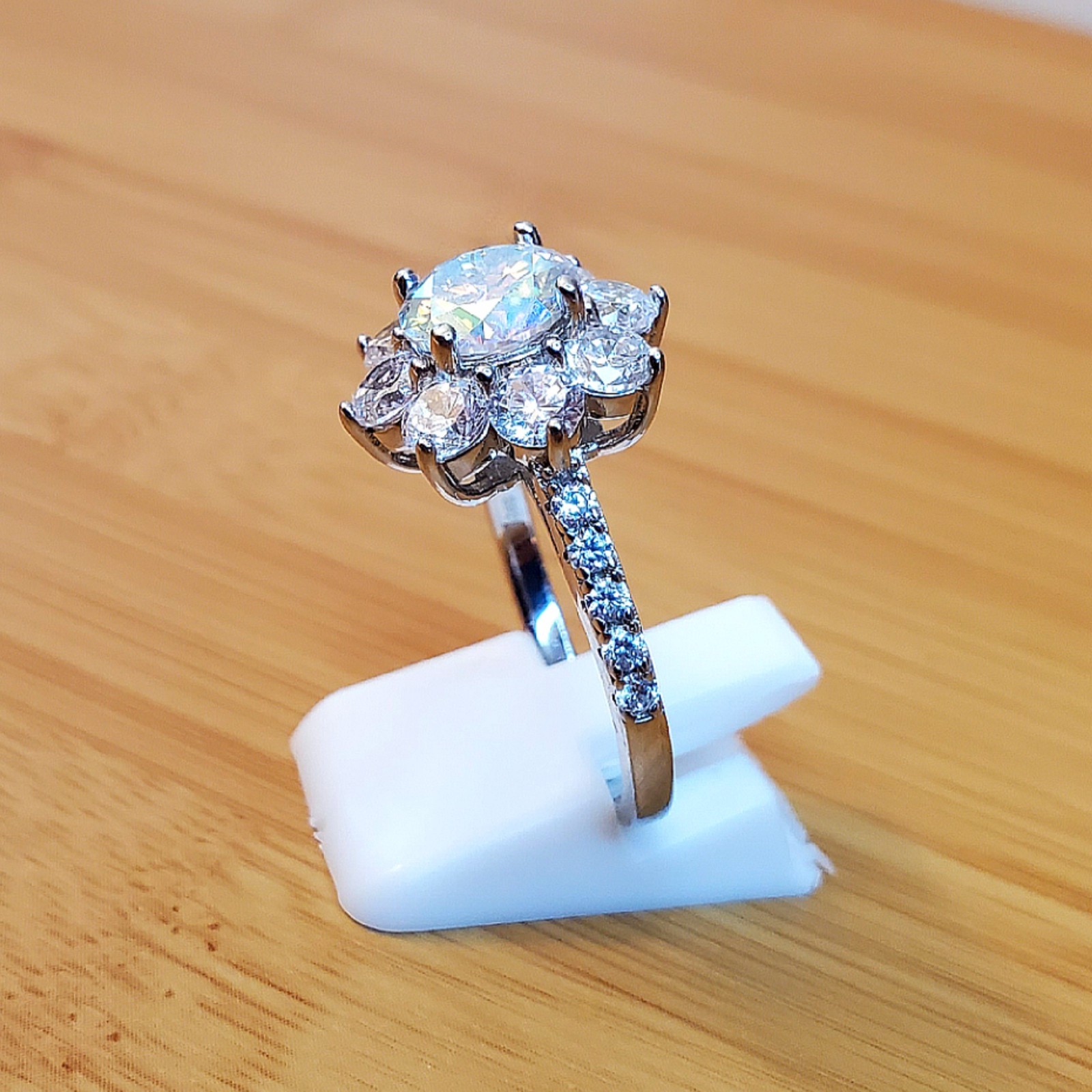 2ct Moissanite Ring Sterling Silver Aurora Borealis Snowflake Sz 8.75