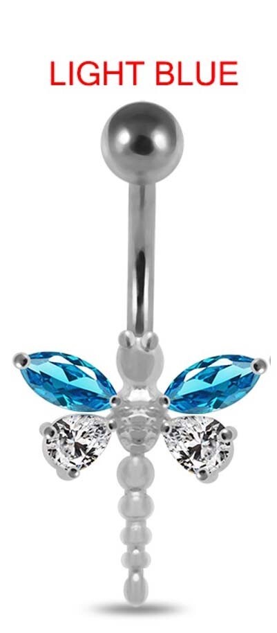 14G 3/8 DRAGONFLY BELLY RING NAVEL BUTTON PIERCING JEWELRY
