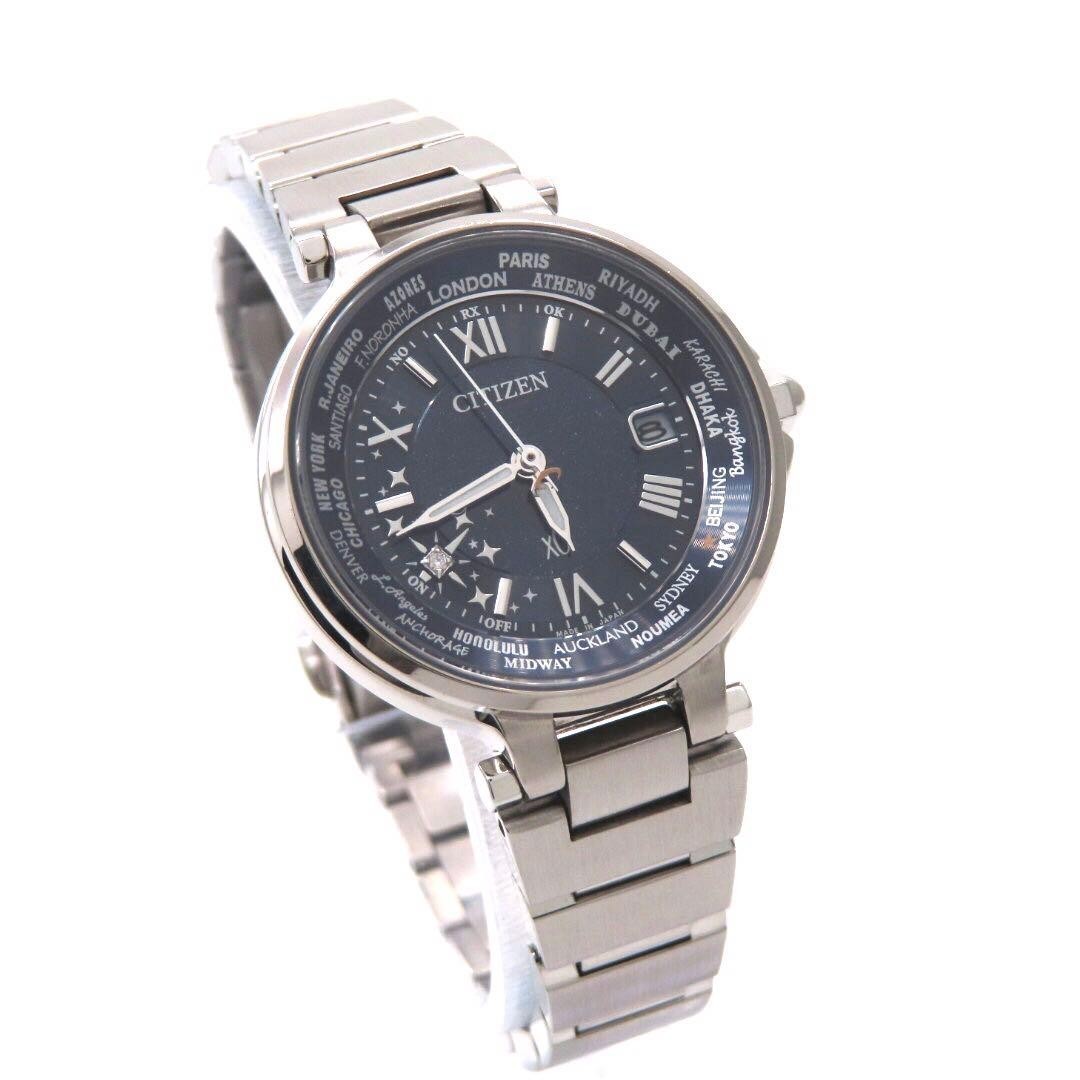 CITIZEN xC Happy Flight EC1010-81L Radio Solar Diamond Ladies Watch Navy Dial