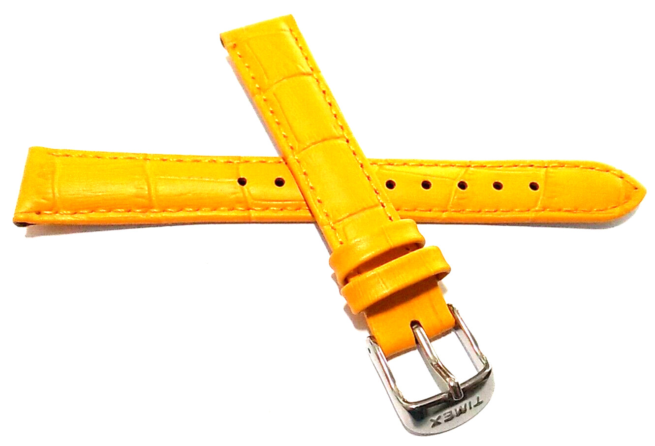 16mm Regular Timex Padded Mustard Yellow Bamboo Crocodile Grain Watch Band Strap