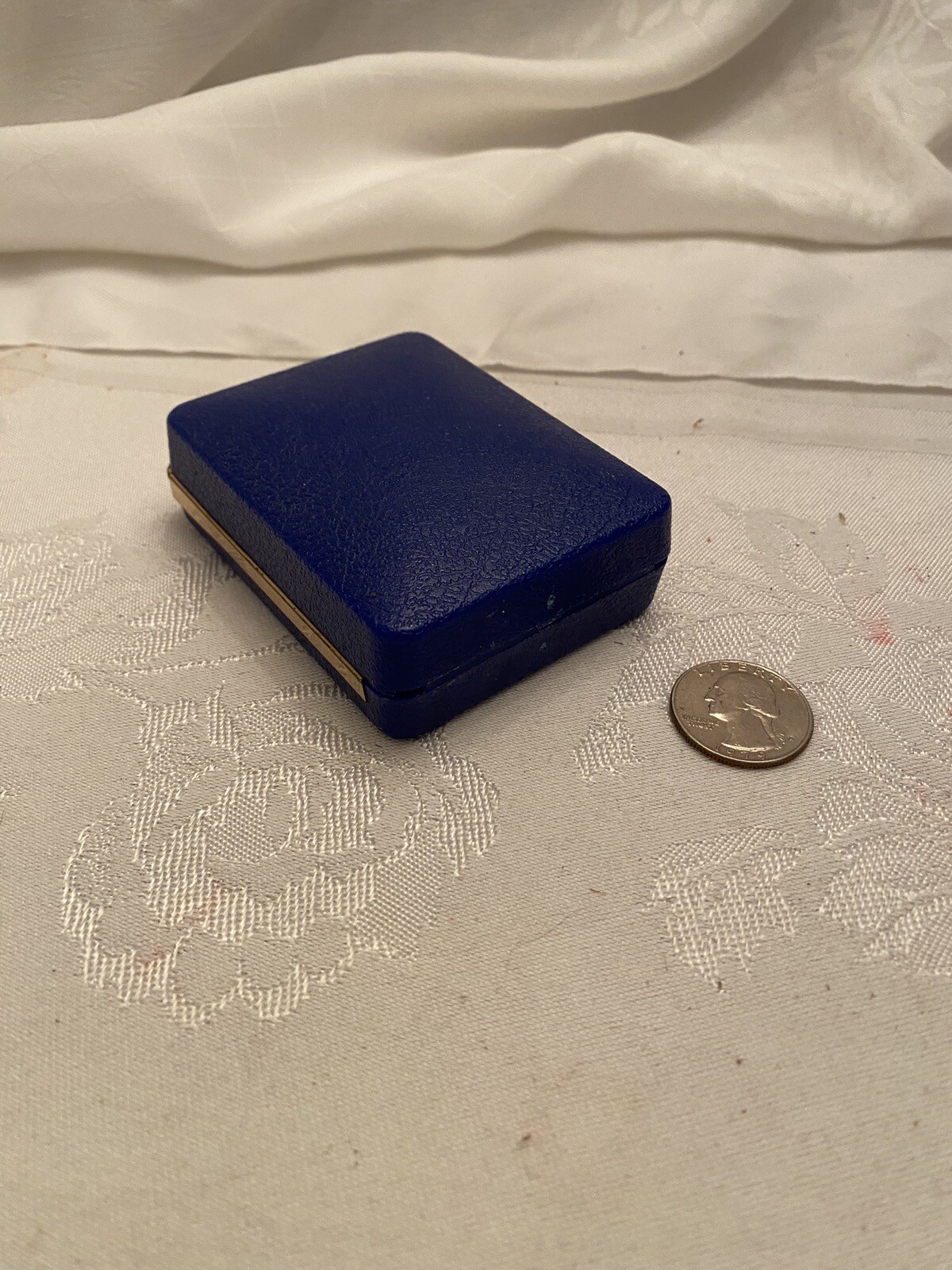 Vintage SIR LANCELOT Faux Leather Blue Jewelry Box Blue Velvet Liner