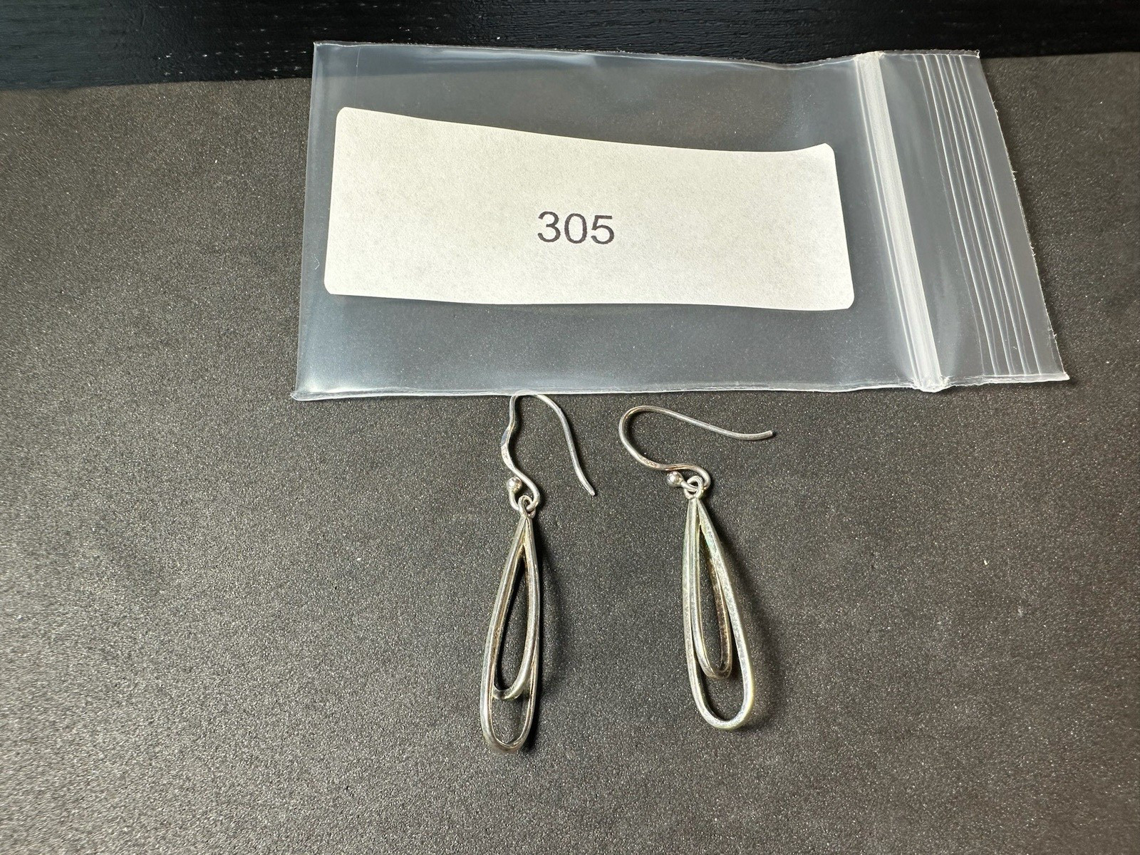 2.29g Vintage Sterling Silver 925 Double Teardrop Dangle Hook Earrings