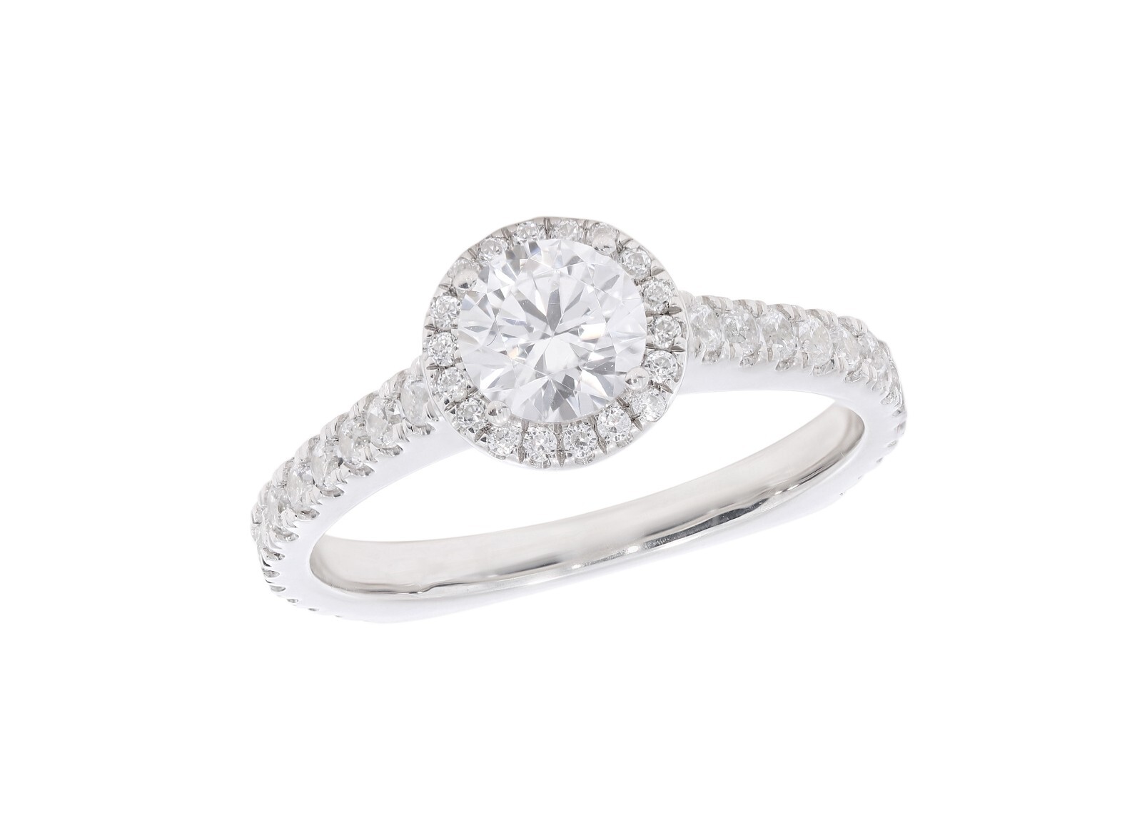 1.25 Carat Round Cut Moissanite Halo Engagement Ring in 925 Silver for Women