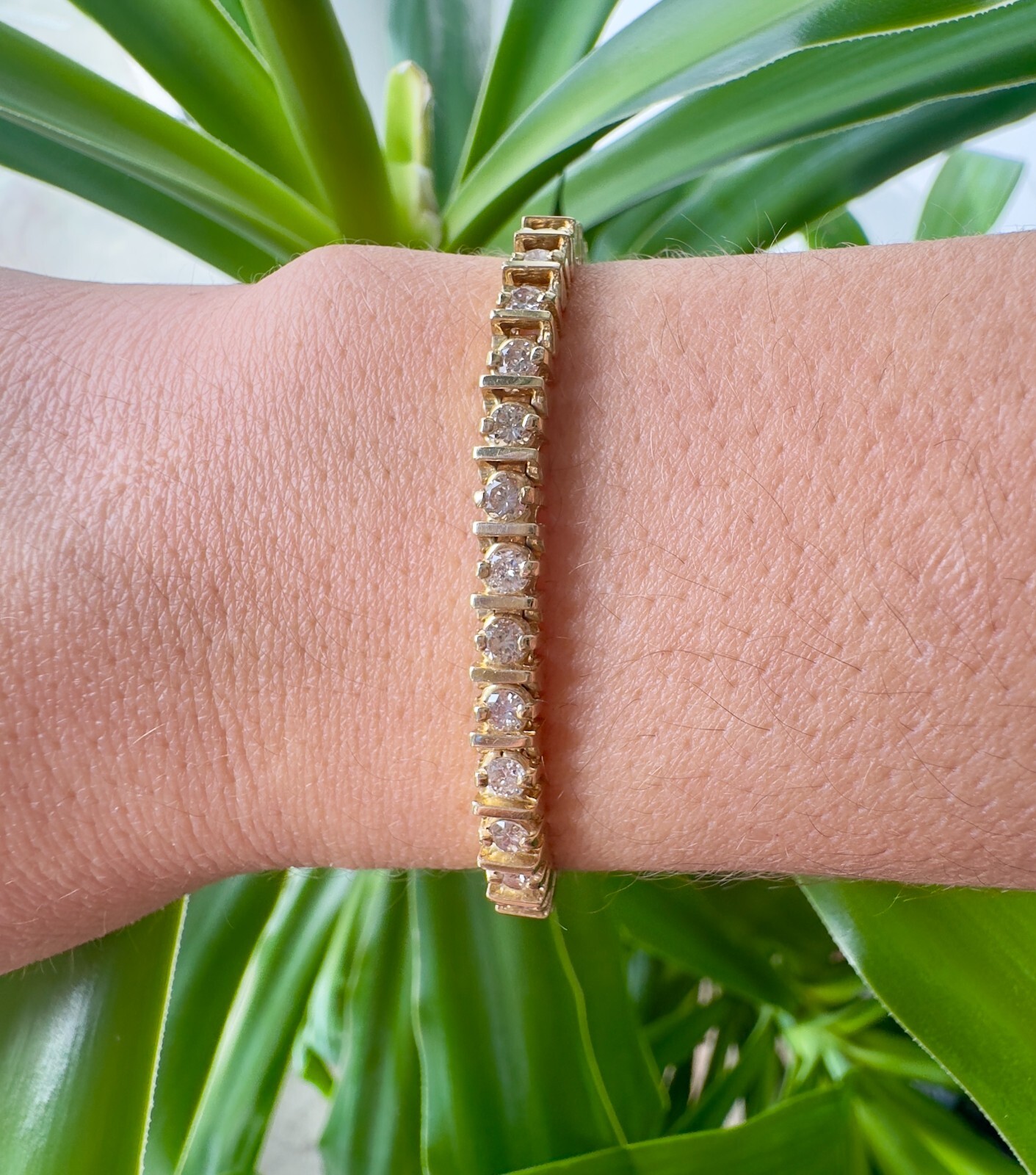 Vintage 3.54CT Diamond Tennis Bracelet in 14K Yellow Gold