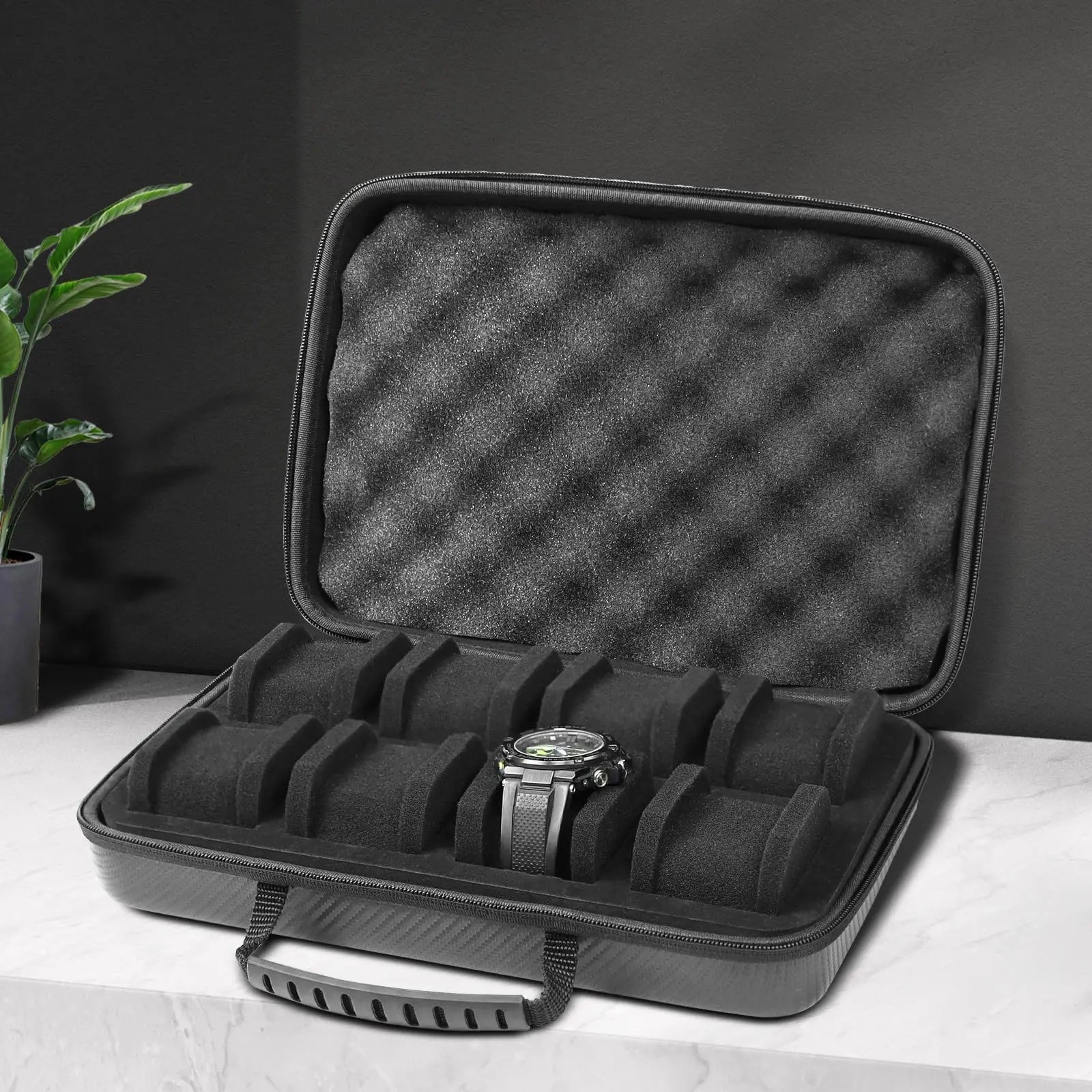 8 Slot Watch Storage Case Hard Shell Travel Organizer for Watches & Smartwatches