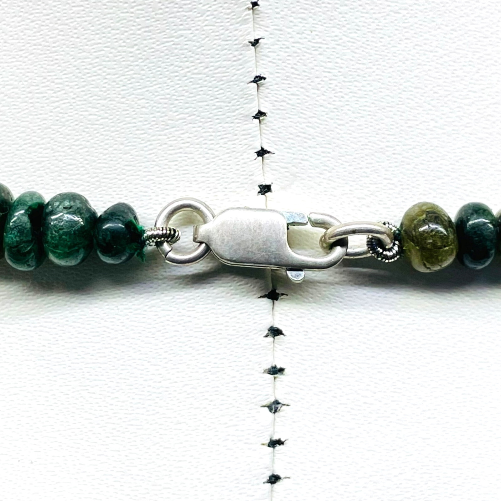 23′ Natural Emerald Designer Necklace Cabochon Beads 925 Silver Clasp