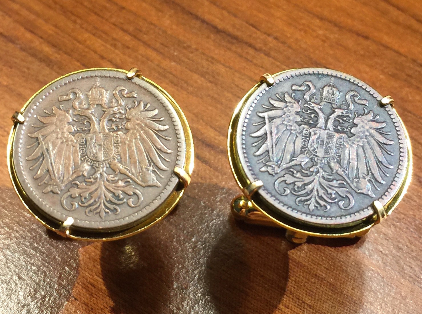 Antique 1892-1916 Imperial Austria Double Eagle Austrian Bronze Coin Cufflinks!