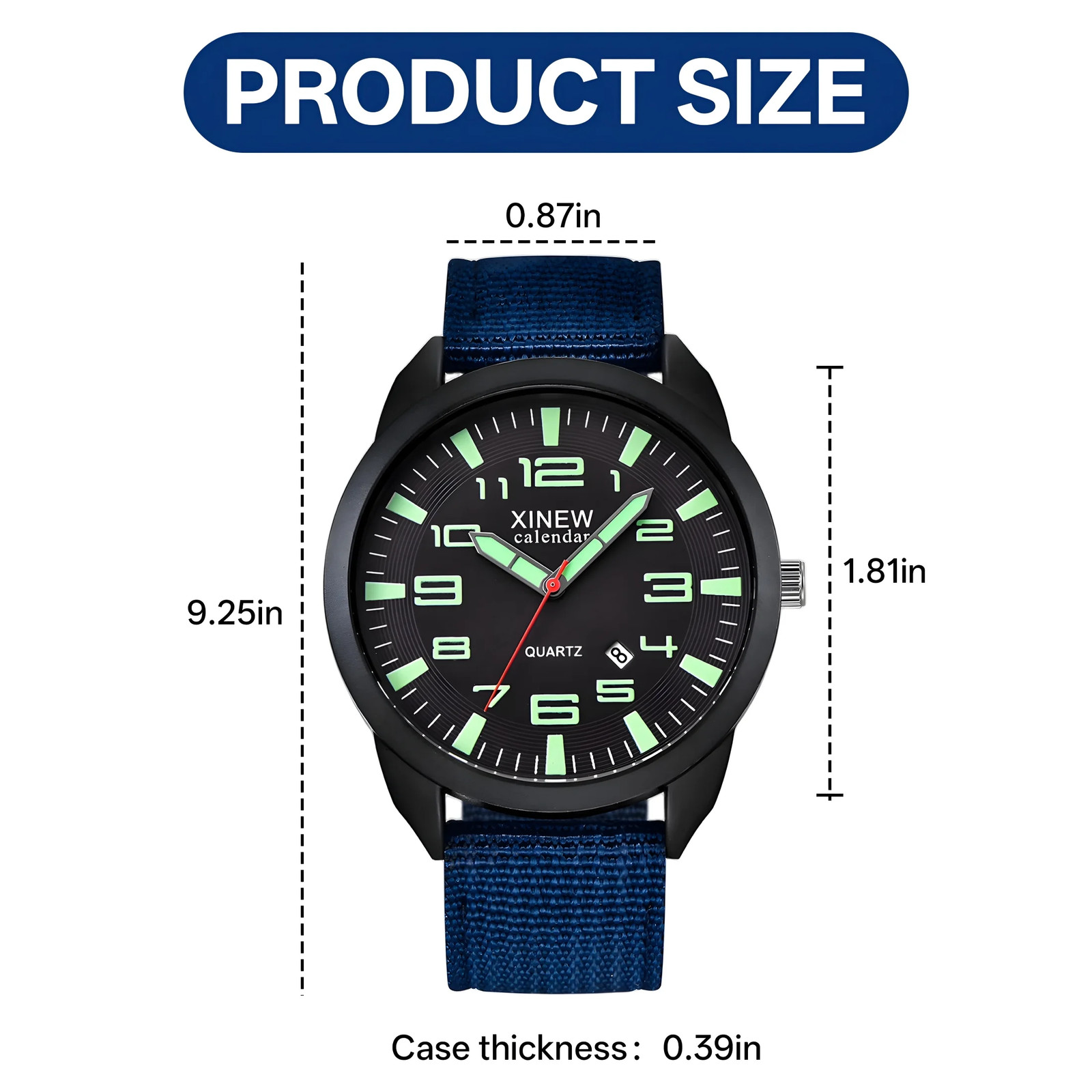 Men’s Quartz Analog Watch Nylon Strap Business Casual Sport Wristwatch