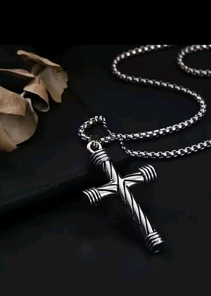 Collar Para Hombre con Colgante de Cruz Cadena con Crucifijo Joyería de Moda