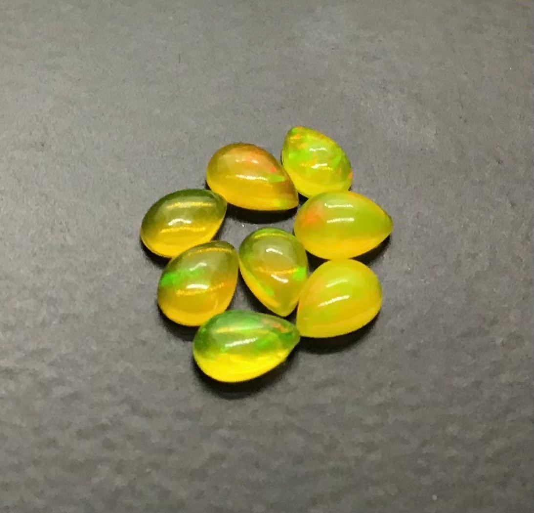 Ethiopian Yellow Opal AAA Natural Pear Flat Back Loose Gemstone For All Jewelry