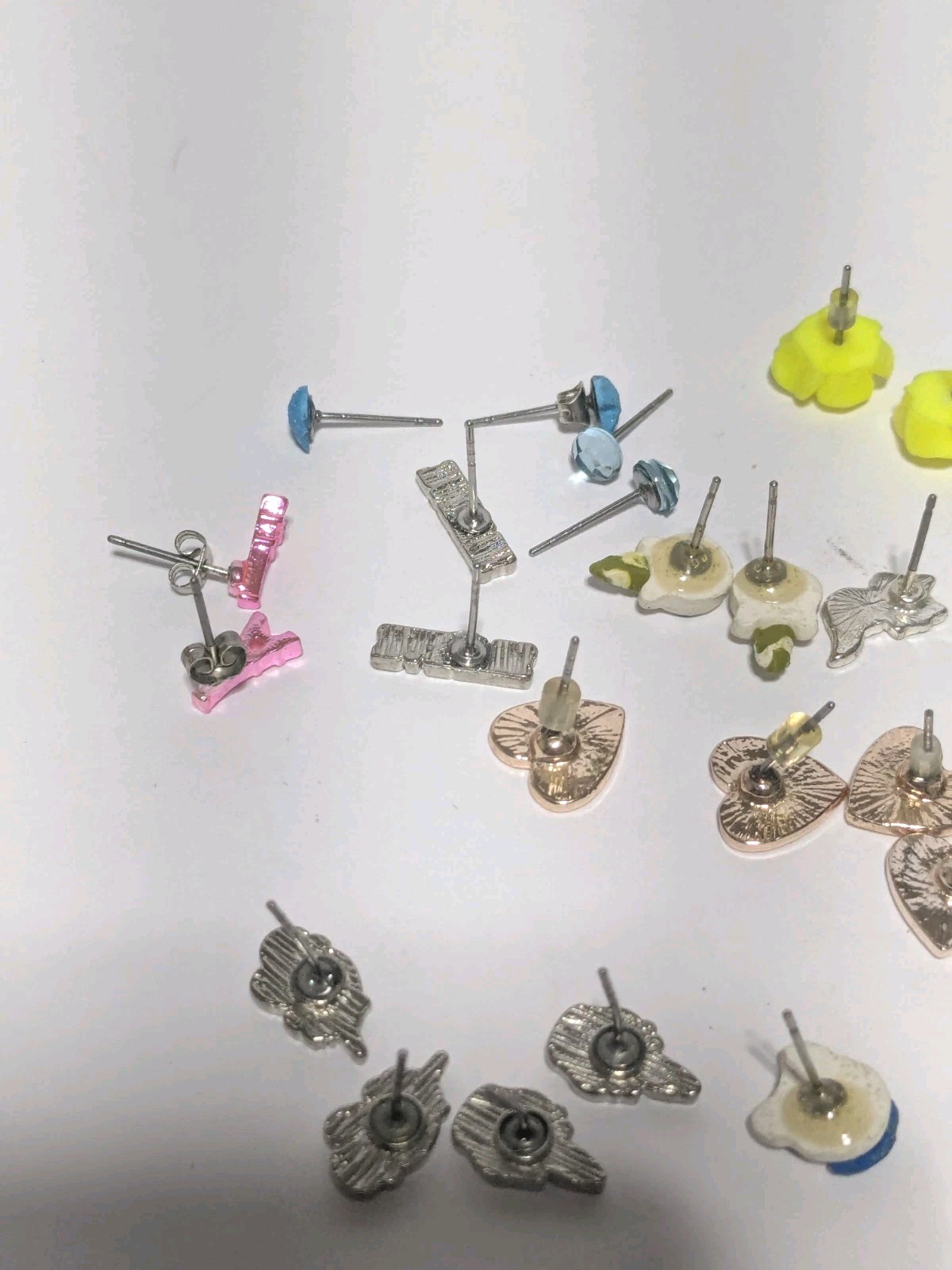 Variety Lot Of Small Stud Earrings. 18 Pairs. Little Girl Themed. Whimsical.