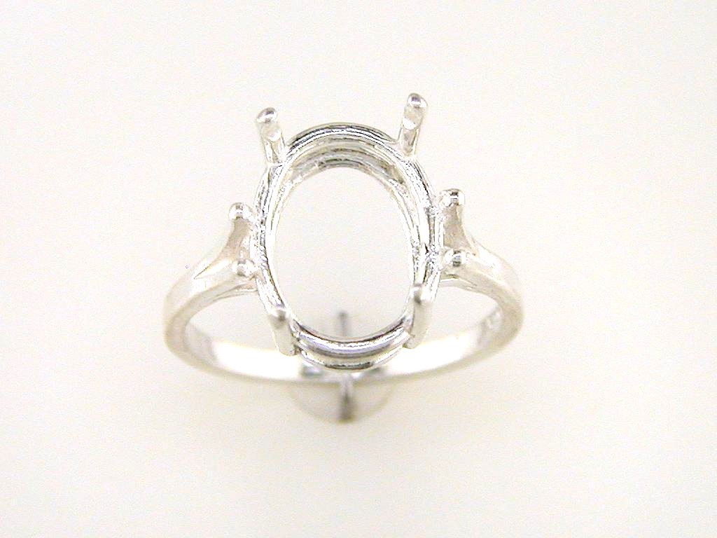 (11 x 9 mm – 14 x 12 mm) Oval 4 Prong Split Shank Ring Setting Sterling Silver