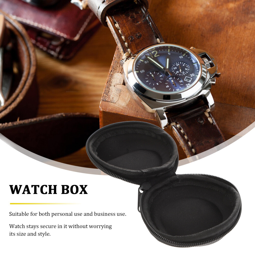 Portable Watch Case Protective Storage With Felt Interior For Secure Wristwatch