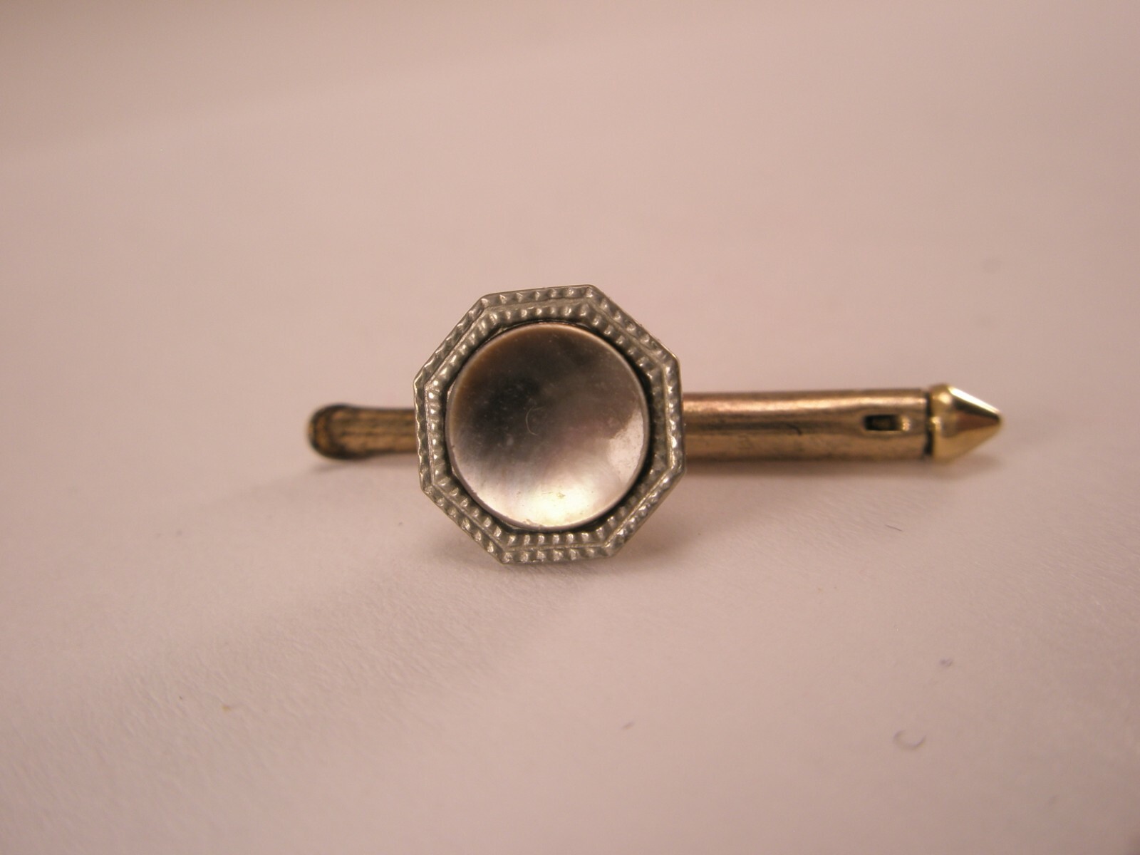 SINGLE (1) 5/16″ Octagon MOP Larter & Sons RGP Vintage Formal Tux Prom Stud c108