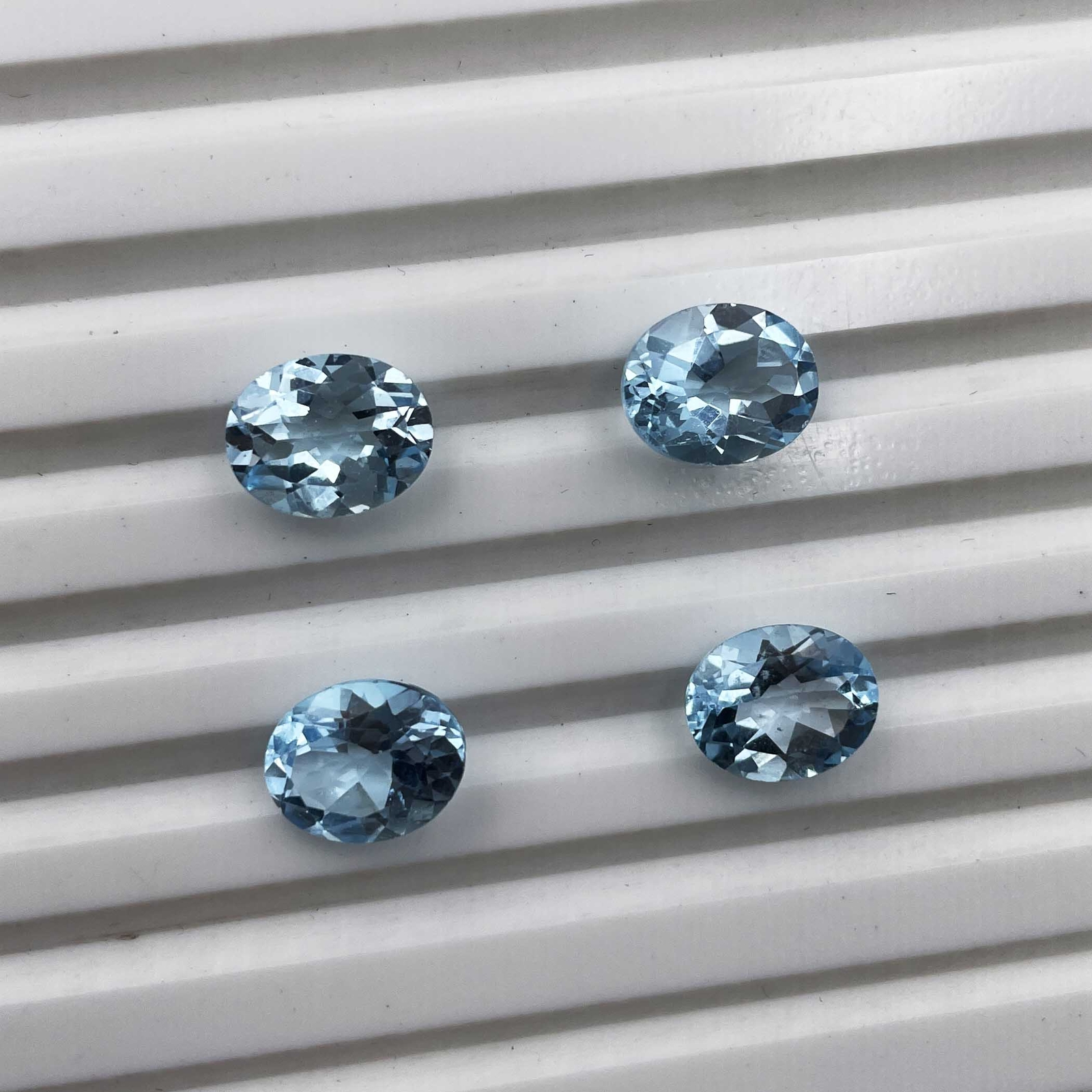 Natural Sky Blue Topaz Oval Cut Loose Gemstone Lot 4 Pcs 8*10 MM 11.50 CT
