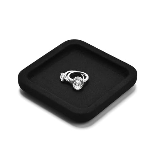Microfiber Jewelry Display Flat Tray for Rings Earrings 10 * 10 * 1.5cm Black