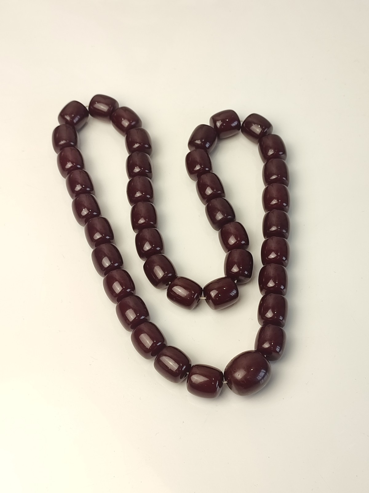 Antique Cherry Faturan Bakelite Necklace Large Beads 180g/70cm RARE Vintage