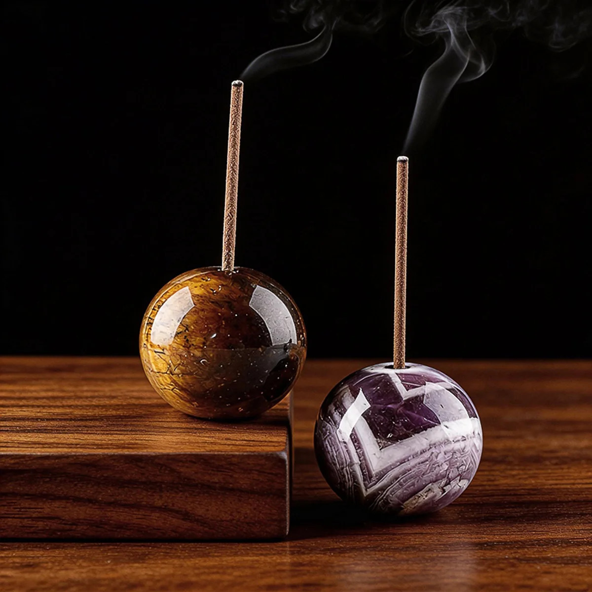 6PCS 25MM Stone Sphere Incense Holder Meditation Yoga Office Home Decor In Bag
