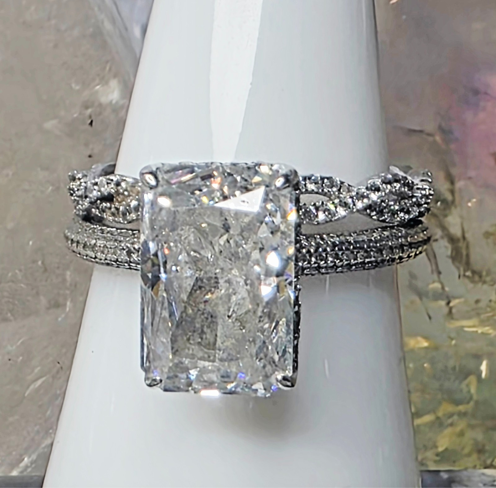 925 Sterling Silver CZ Bridal Ring Set Solitaire Engagement & Eternity Band Ring