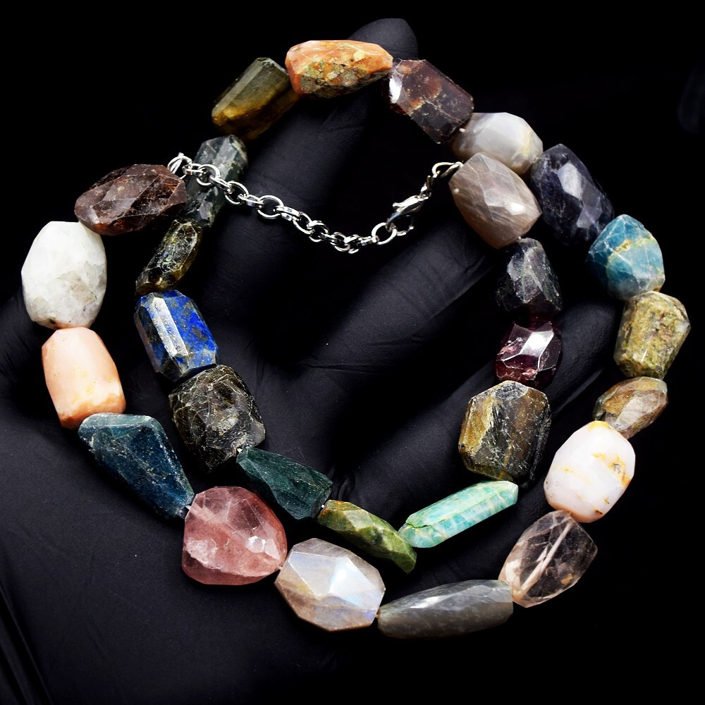 World Class Amazing Cut Mix Gem 459.00 Cts Beaded Beautiful Necklace VK 40 E608