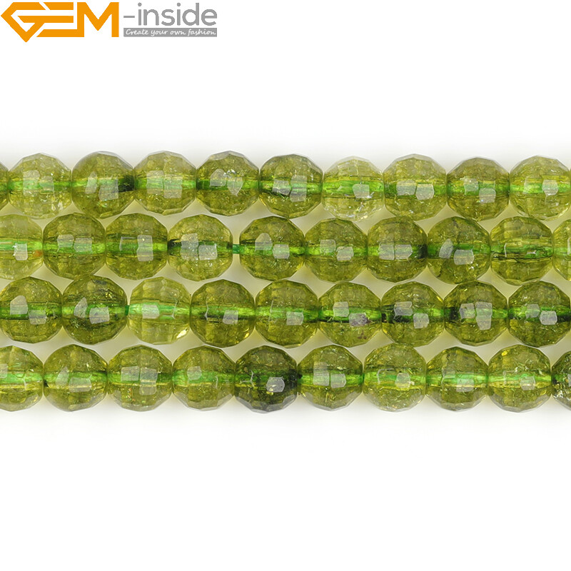 Faceted Gemstone Green Peridot Loose Beads For Jewelry Making Strand 15″In Lots