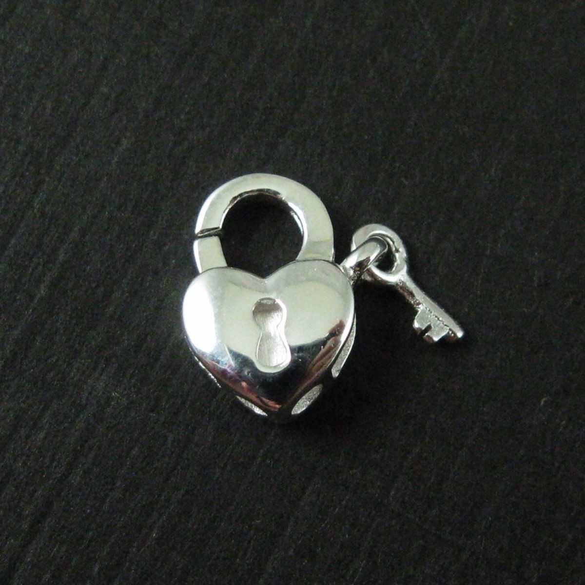 Sterling Silver Heart Lobster Clasp – Heart with Lock and Key Shape Clasp Charm