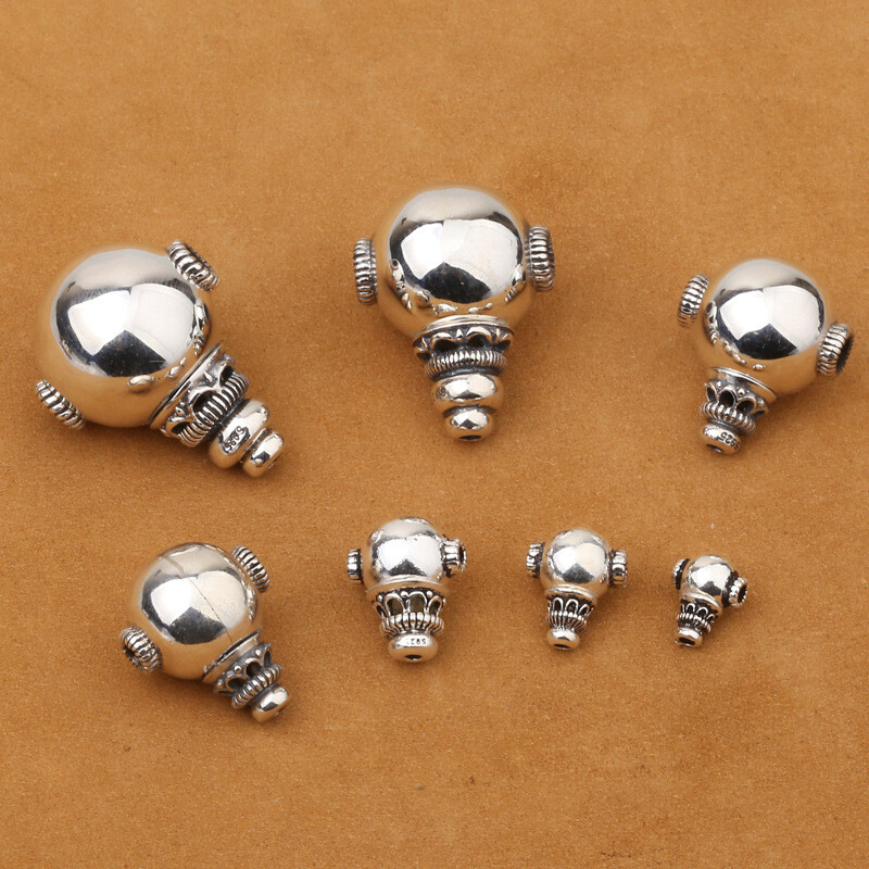 925 Sterling Silver Guru Hollow Bead Bracelet Spacer 6mm 8mm 10mm 12mm 14mm