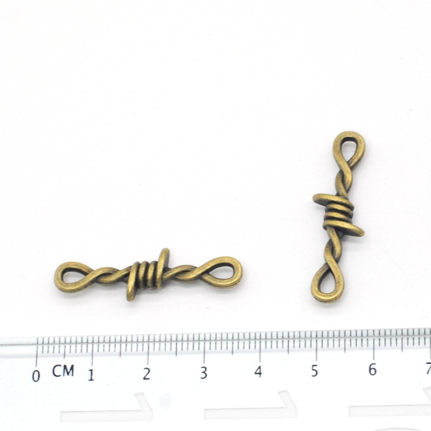12PCS or 30PCS Antique Bronze Tone Barbed Wire Chain Choker Connectors 10X34mm