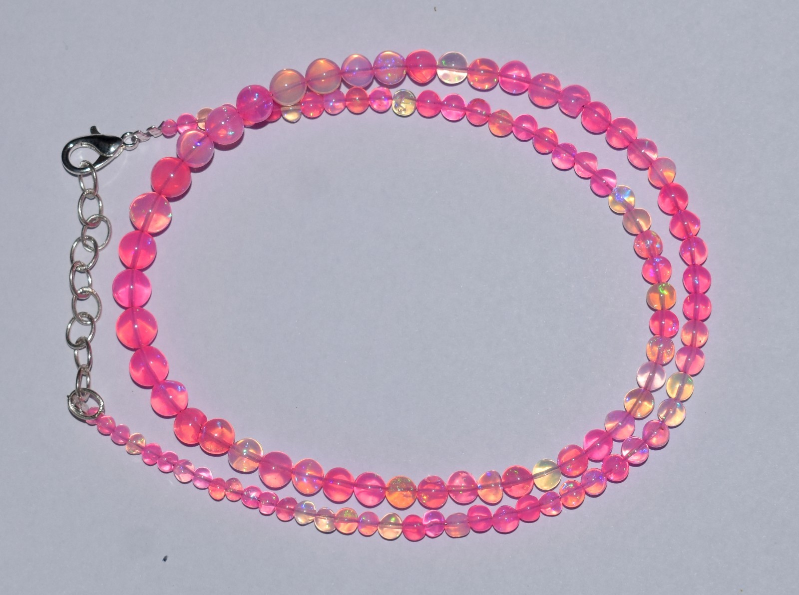 16″Natural Ethiopian Opal Wello Fire Opal Gemstone Beads Necklace Jewelry