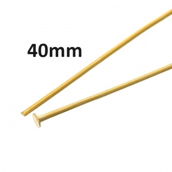 100 pcs. Gold Plated Flat Head Pins – 40mm (1.57 inch) x 0.7mm – 201Gauge