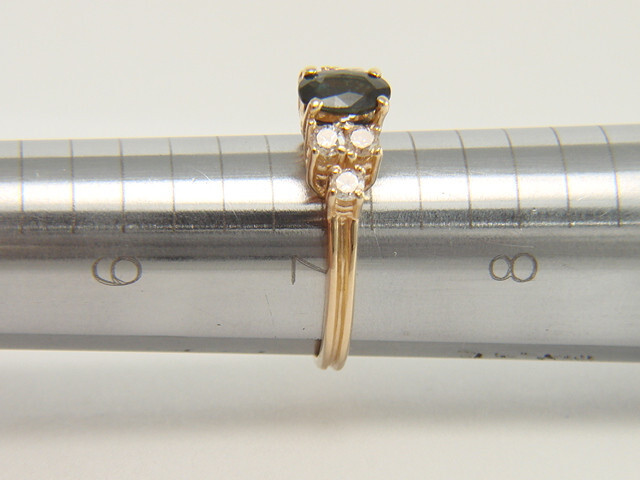 14K Yellow Gold Blue Sapphire & Diamond Cocktail or Right Hand Ring Size 7.25