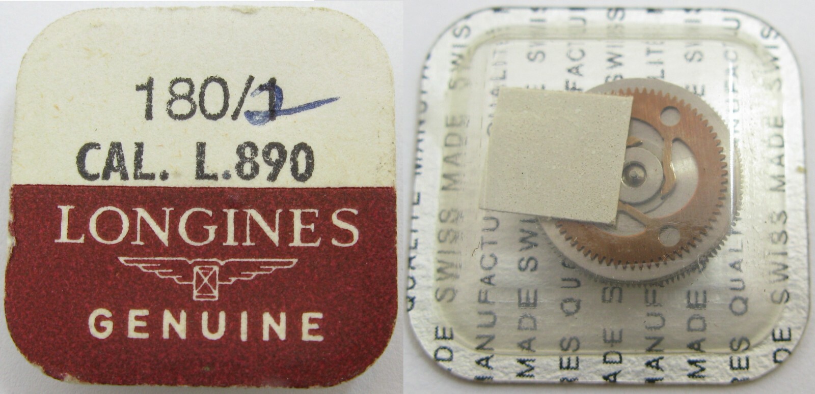 Longines 890 Watch part #180/2 complete barrel mainspring #771 * sealed *