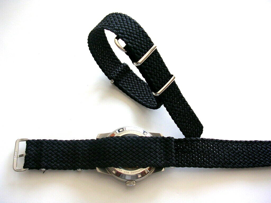 18mm Black Woven Braided SS NATO G10 ® Premium Nylon watch band strap IW SUISSE
