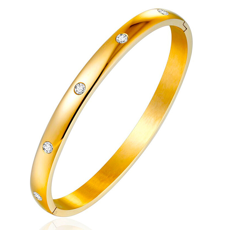 18k Gold Filled Over Sterling Silver Womens Small 6.5″ Open Bracelet Bangle D990
