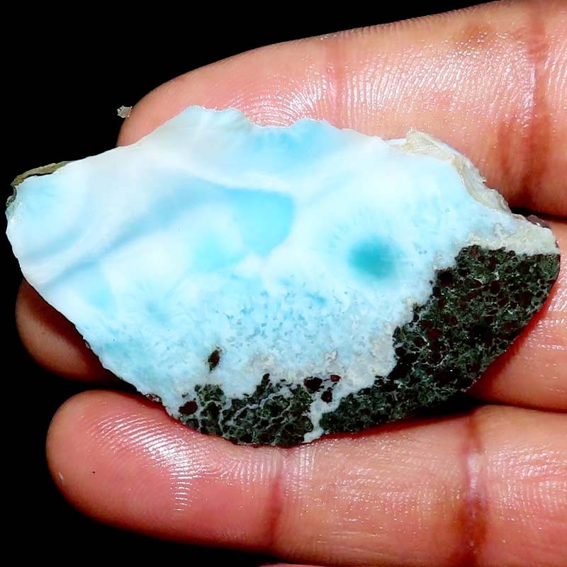 114.55Cts. 100% Natural Sky Blue LARIMAR ROUGH Cabochon Gemstone 37x61x6mm BC-66