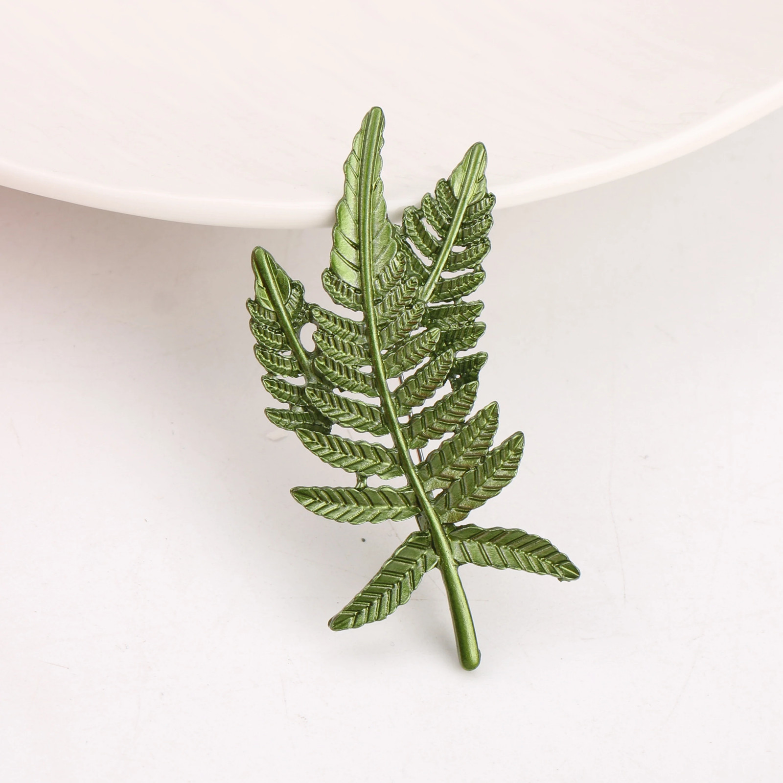 Fern Leaf Brooch New Green Pin Fashion Jewelry Plant Flower Corsage Badge