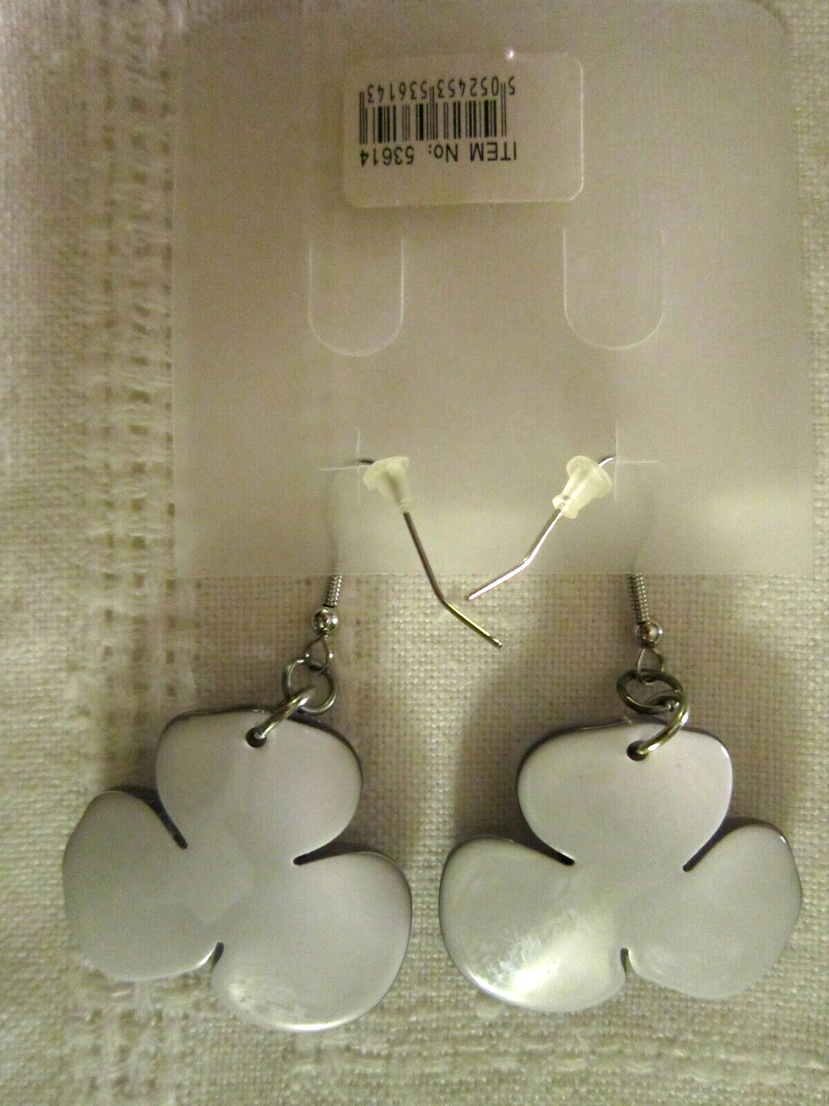 Lavender Flower Acrylic Drop (Silver Tone Finish) Earrings NWT USA