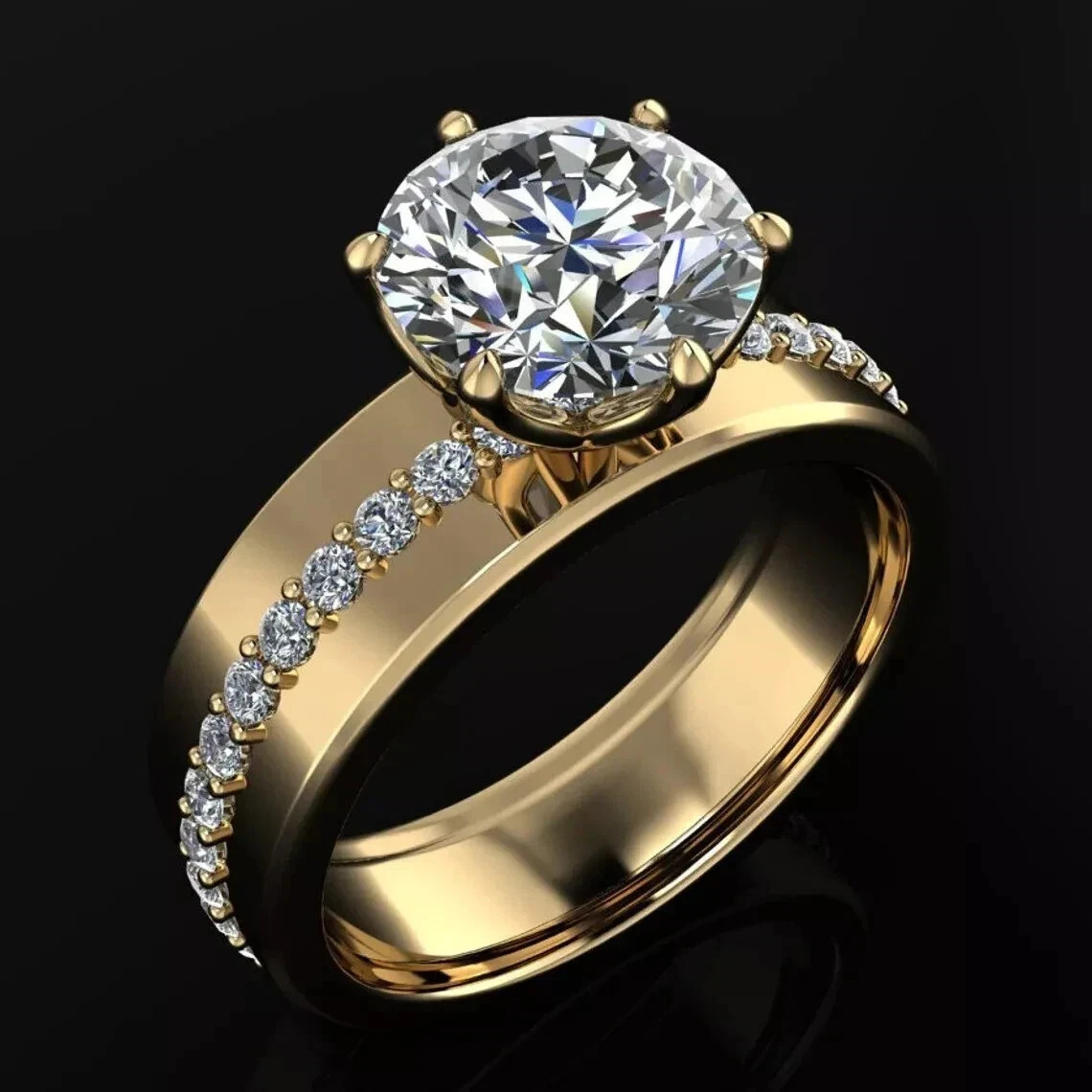5 Ct Certified Round Cut Natural Diamond Ring Solitaire VVS1 Yellow Gold Finish