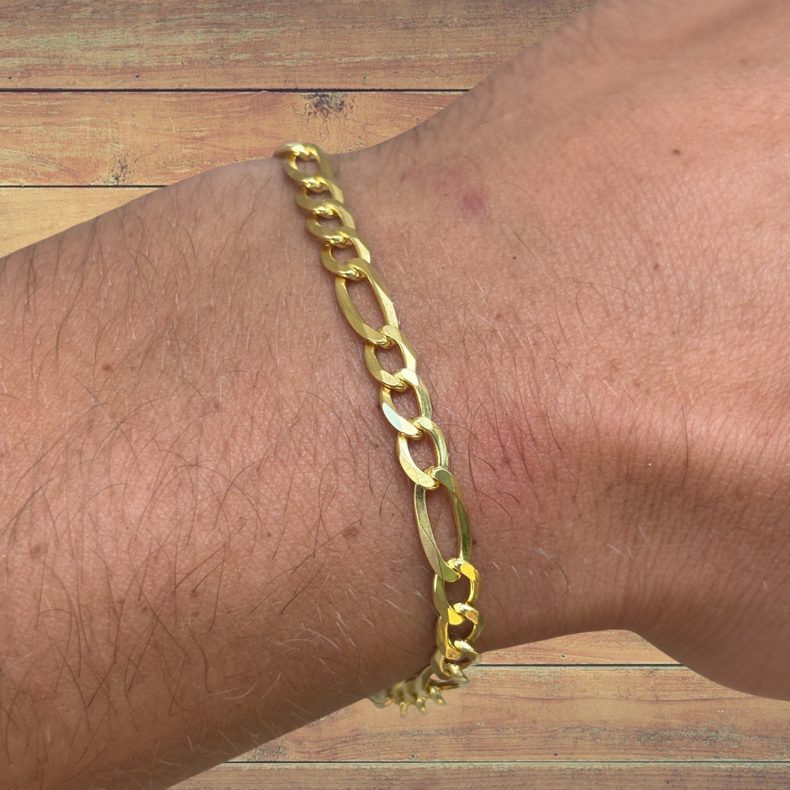 5mm Figaro Bracelet Link – Real Solid 925 Sterling Silver Or 14k Gold Vermeil