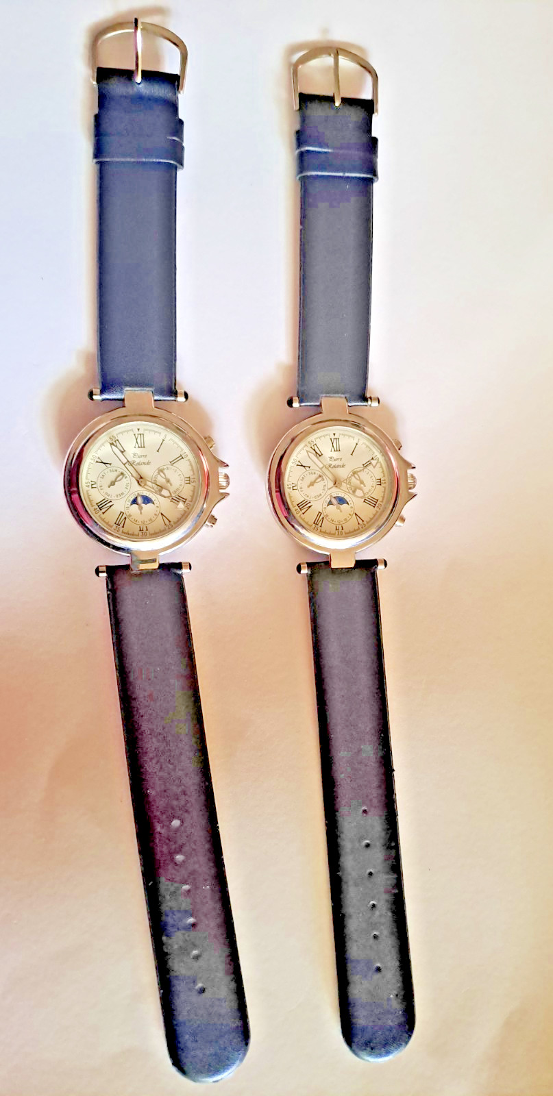 Pierre Rolande Mens Watch Set x2 Moon Phase Day Date Multi Dial Working Unworn