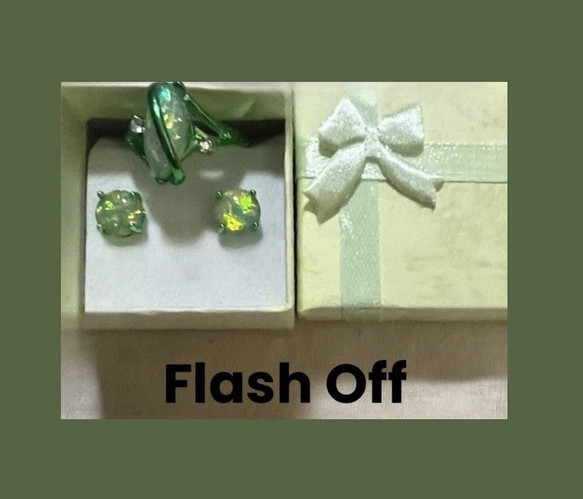 Gorgeous Unique Green Gold Filled White Fire Opal Marquise Ring 9 & Earrings Set