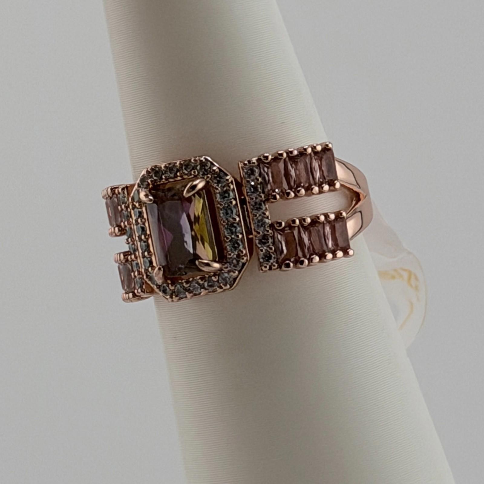Bomb Party Ring Sz 7 “Fits Like a Glove” Rainbow Topaz on Rose Gold RBP6669