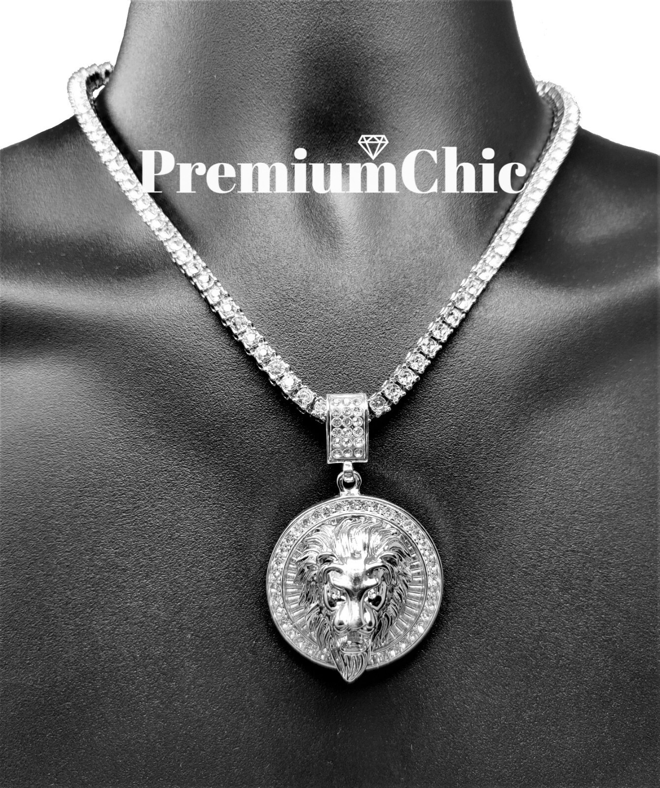ICED Crowned Lion Pendant Necklace with Rope or Tennis Chain Plated CZ Jewelry