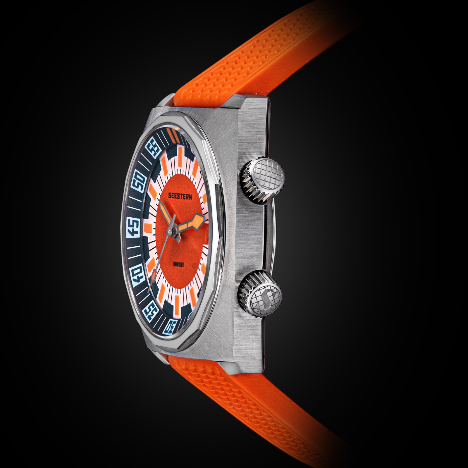 Seestern S471.01.O 38MM LUME Internal Bezel 100m DIVER’S Mens Sport Watch ORANGE