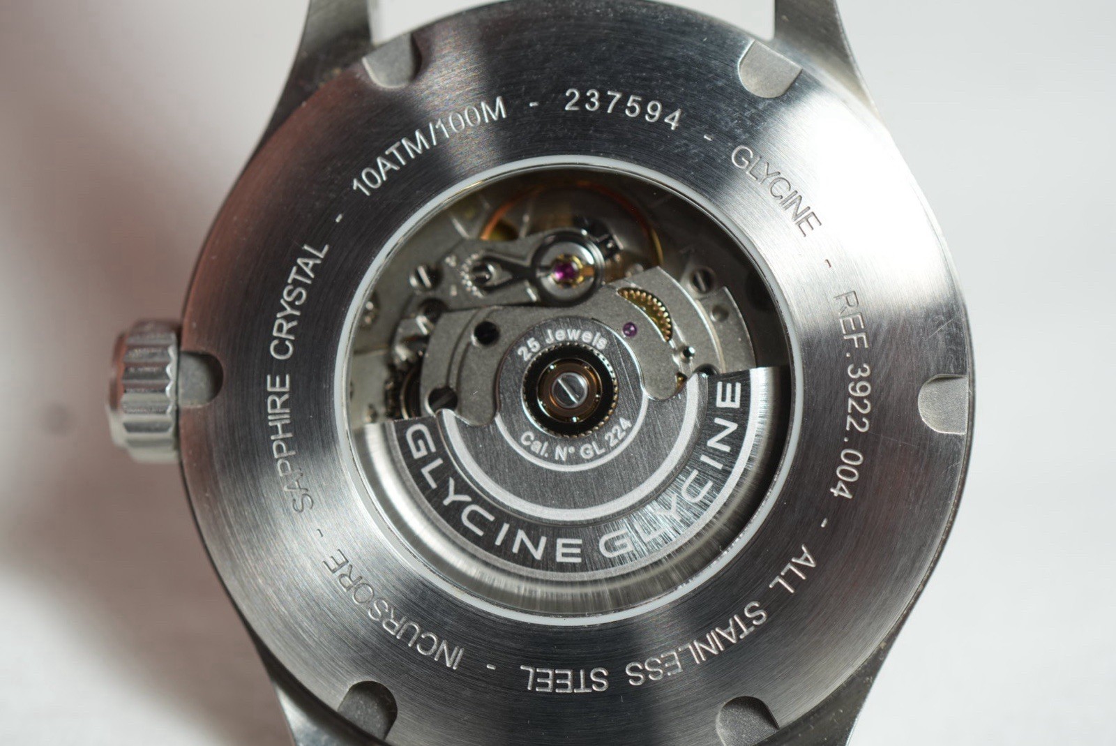 Glycine Incursore Automatic Swiss Made Black Dial SS Case Fabric Strap 100m