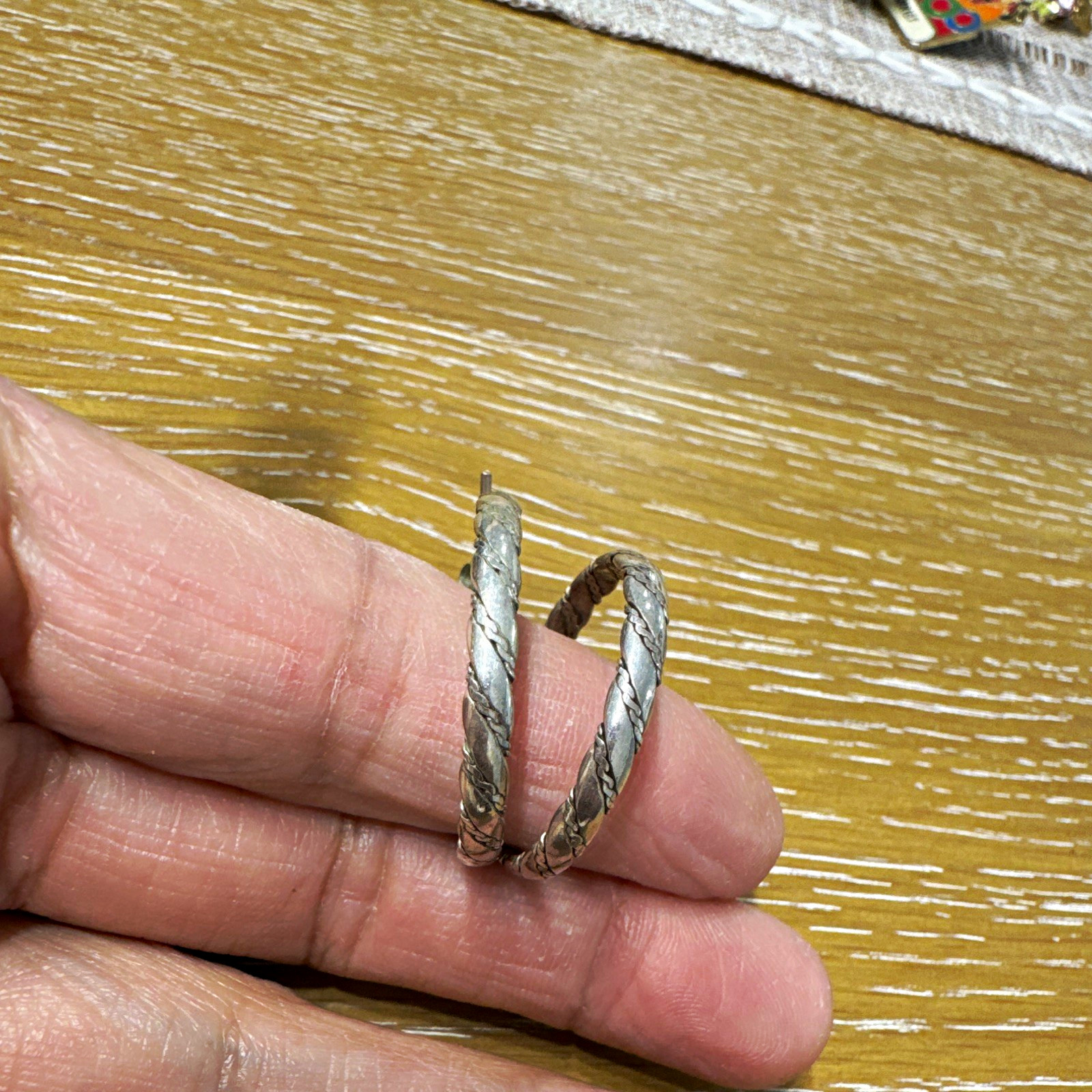 Silver Tone Twisted Round Hoop Earrings