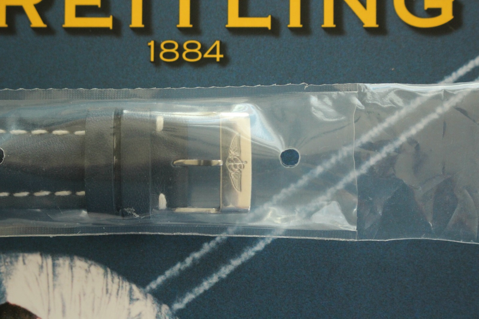 NEW OEM BREITLING 113X 20-18 BLUE TONGUE BUCKLE CALF WATCH BAND WATCHBAND STRAP