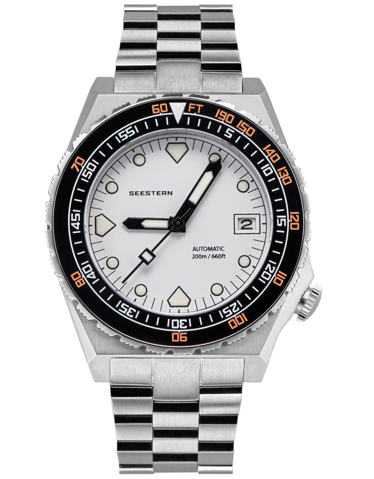 Seestern V3 S407-600T.W Genuine Ceramic Bezel 200m DIVER’S Sport Watch WHITE