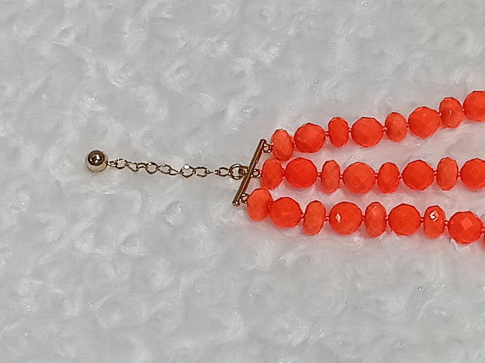 Kate Spade GIVE IT A SWIRL faceted bead 3 triple STRAND NECKLACE tangerine neon