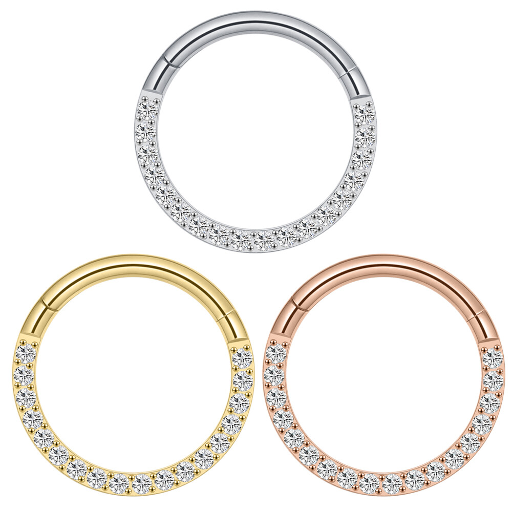 16G/18G CZ Nose Rings Hoop Stainless Steel Helix Tragus Earrings Septum Piercing